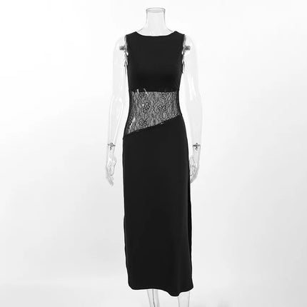 2026 Summer Dress Lace Skirt Women's Style Splicing Solid Straight Tank Top Skirt Medium Long Women's Wear