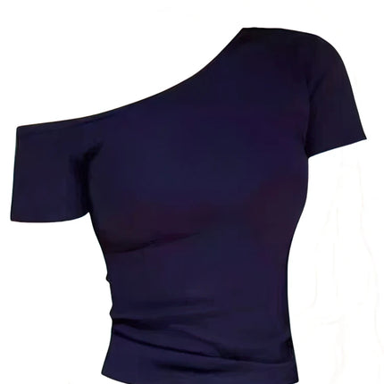 Summer Off shoulder Top Women Slim fit Body Summer  Short sleeve T shirt One shoulder Female Sexy Basic Tees Korean Chic