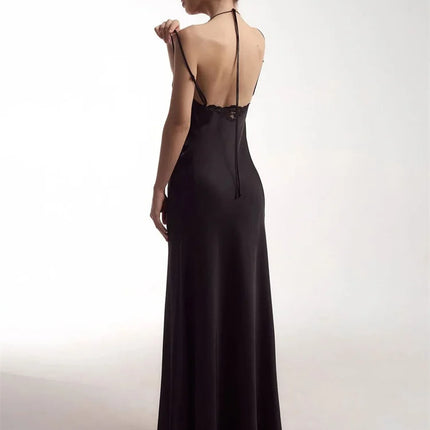 Tossy Sexy Lace Hollow Out Maxi Dress Female Backless Spaghetti Slim V-Neck Hollow Out Commute Dress Summer 2025 Halter Dresses