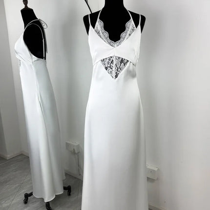 Tossy Sexy Lace Hollow Out Maxi Dress Female Backless Spaghetti Slim V-Neck Hollow Out Commute Dress Summer 2025 Halter Dresses