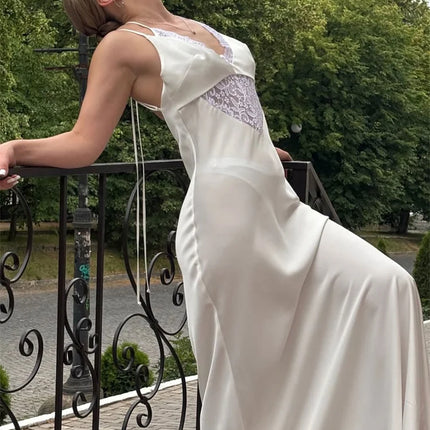 Tossy Sexy Lace Hollow Out Maxi Dress Female Backless Spaghetti Slim V-Neck Hollow Out Commute Dress Summer 2025 Halter Dresses