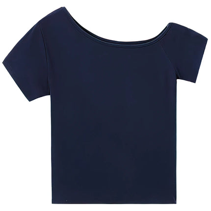 Summer Off shoulder Top Women Slim fit Body Summer  Short sleeve T shirt One shoulder Female Sexy Basic Tees Korean Chic